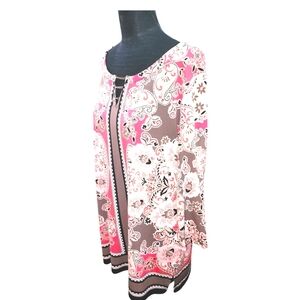 JM Peachy Pink and Tan Paisley Top